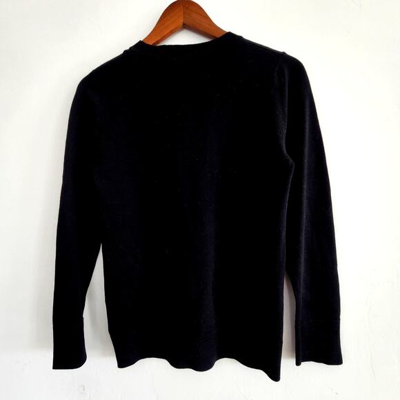 Anne Klein Black with Heart Lion Red Rhinestone Crystal Sweater Size XS - Picture 2 of 4